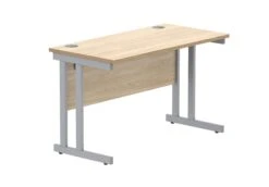 Workwise Rectangular Office Desk With Steel Double Upright Cantilever Frame -Office Supermarket Store workwise office rectangular desk with steel double upright cantilever frame furniture tc group 1200x600 canadian oaksilver 520024