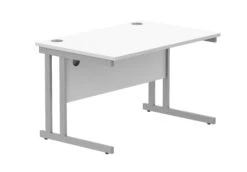 Workwise Rectangular Office Desk With Steel Double Upright Cantilever Frame -Office Supermarket Store workwise office rectangular desk with steel double upright cantilever frame furniture tc group 1200x800 arctic whitesilver 168895