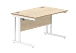 Workwise Rectangular Office Desk With Steel Double Upright Cantilever Frame -Office Supermarket Store workwise office rectangular desk with steel double upright cantilever frame furniture tc group 1200x800 canadian oakwhite 140593